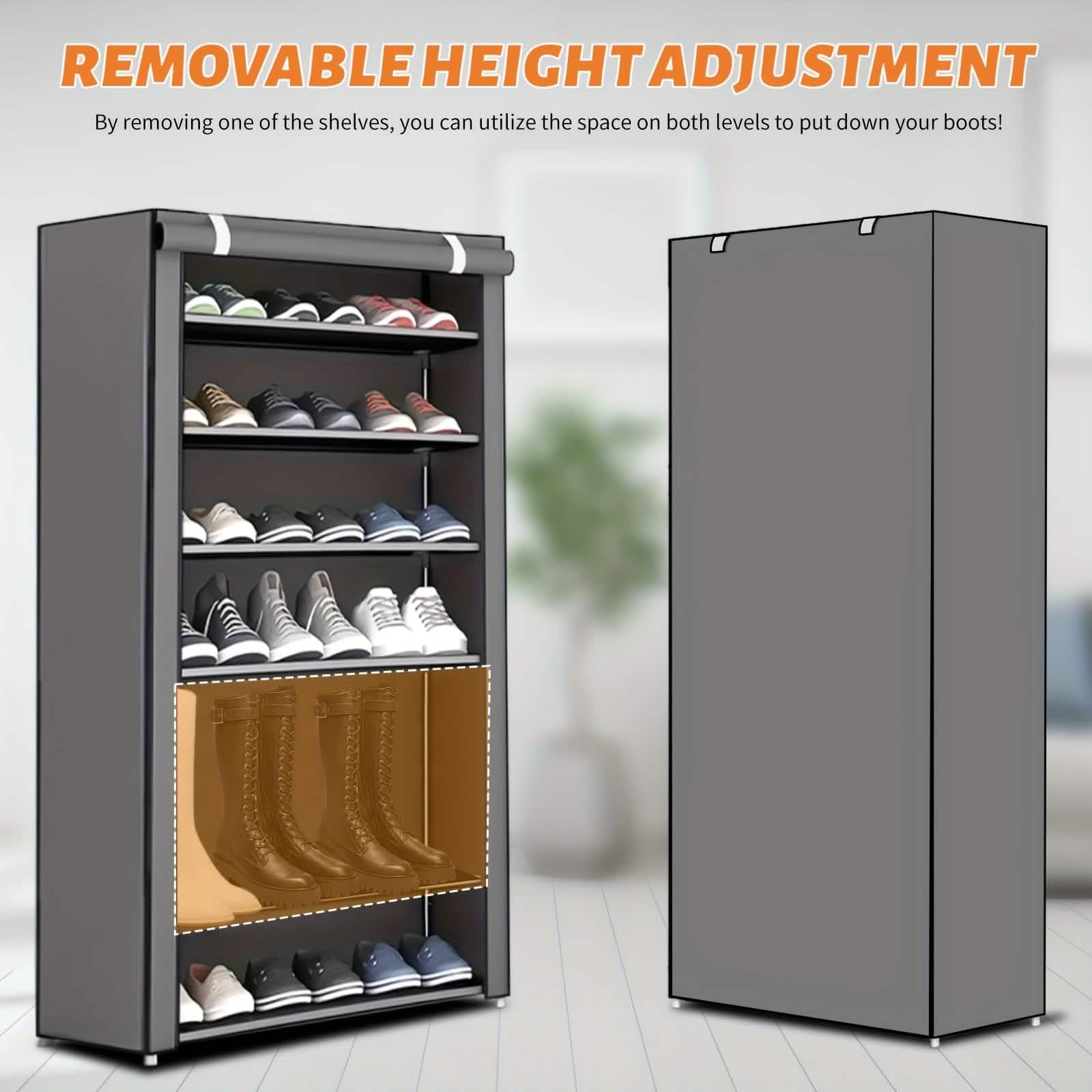 10-Layer 9-Grid Non-Woven Fabric Shoe Rack