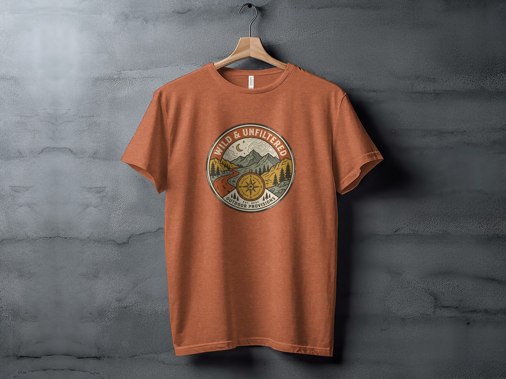 Embrace the Wild – Vintage Mountain & Compass Graphic T-Shirt
