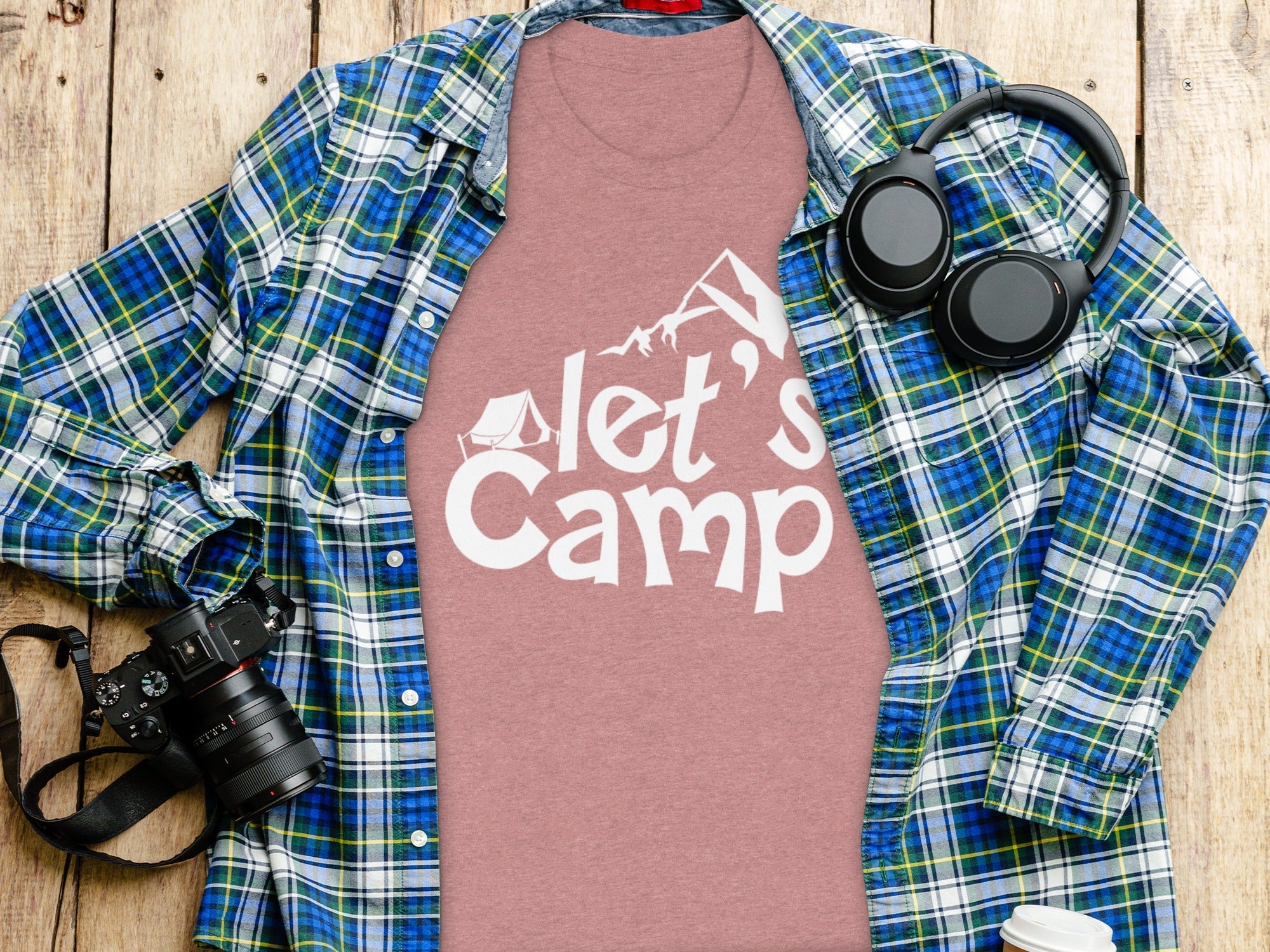 Let's Camp with Tent & Mountain T-Shirt