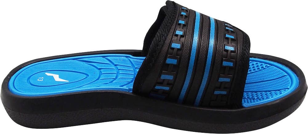 Norty Boys' Slide Sandals – Adjustable Strap Shower & Pool Sandals for Kids (#40345)