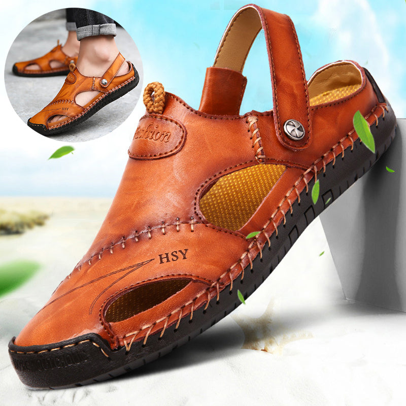 Men's Closed-Toe Leisure Sandals – Rubber Sole, Sizes 38–48