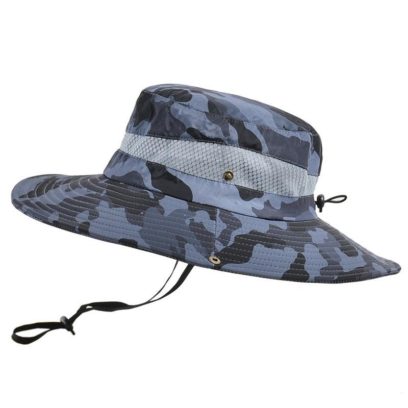 Men's Wide Brim Bucket Hat – Adjustable, Breathable Sun Protection, Camouflage Print