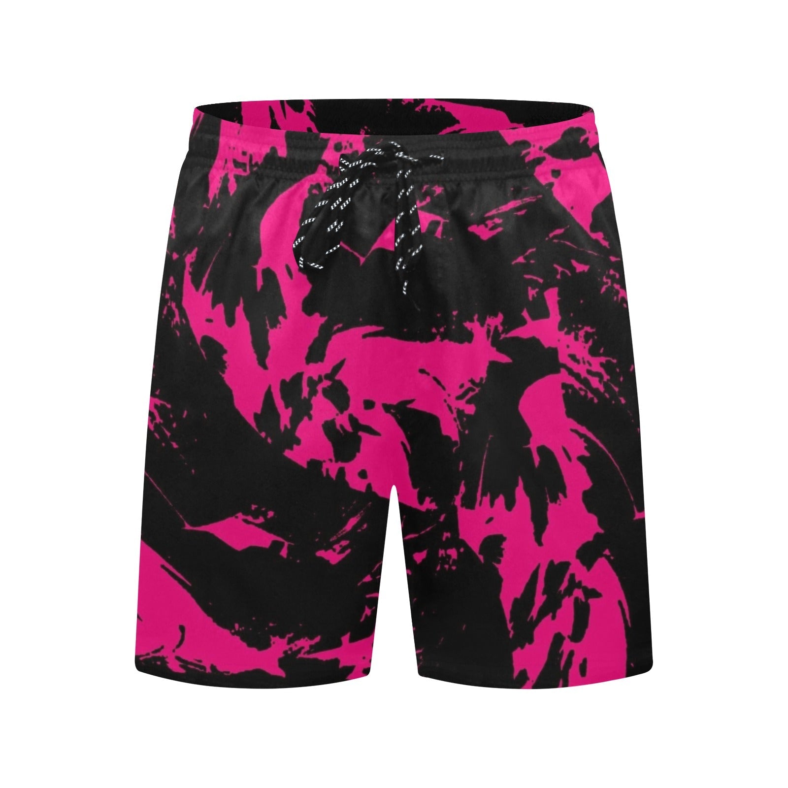 Men's Pink & Black Paint Splatter Swim Shorts – Bold Beach Style