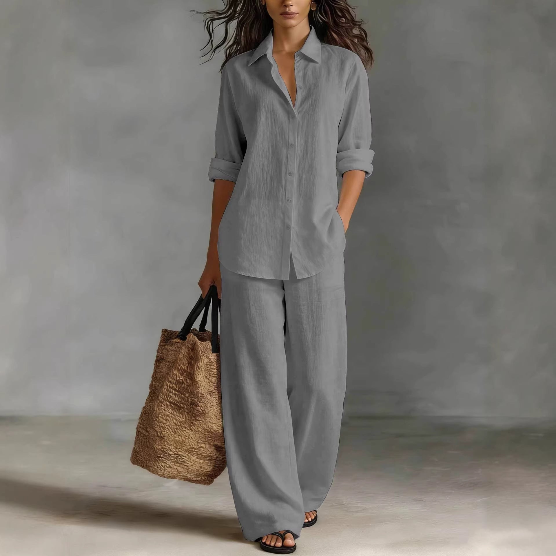 Women's Bohemian Cotton-Linen Top & Pants Set — Resort Lounge Co-ord