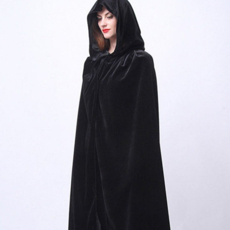 Halloween Velvet Black Cape Cloak | Witch Vampire Costume Cape