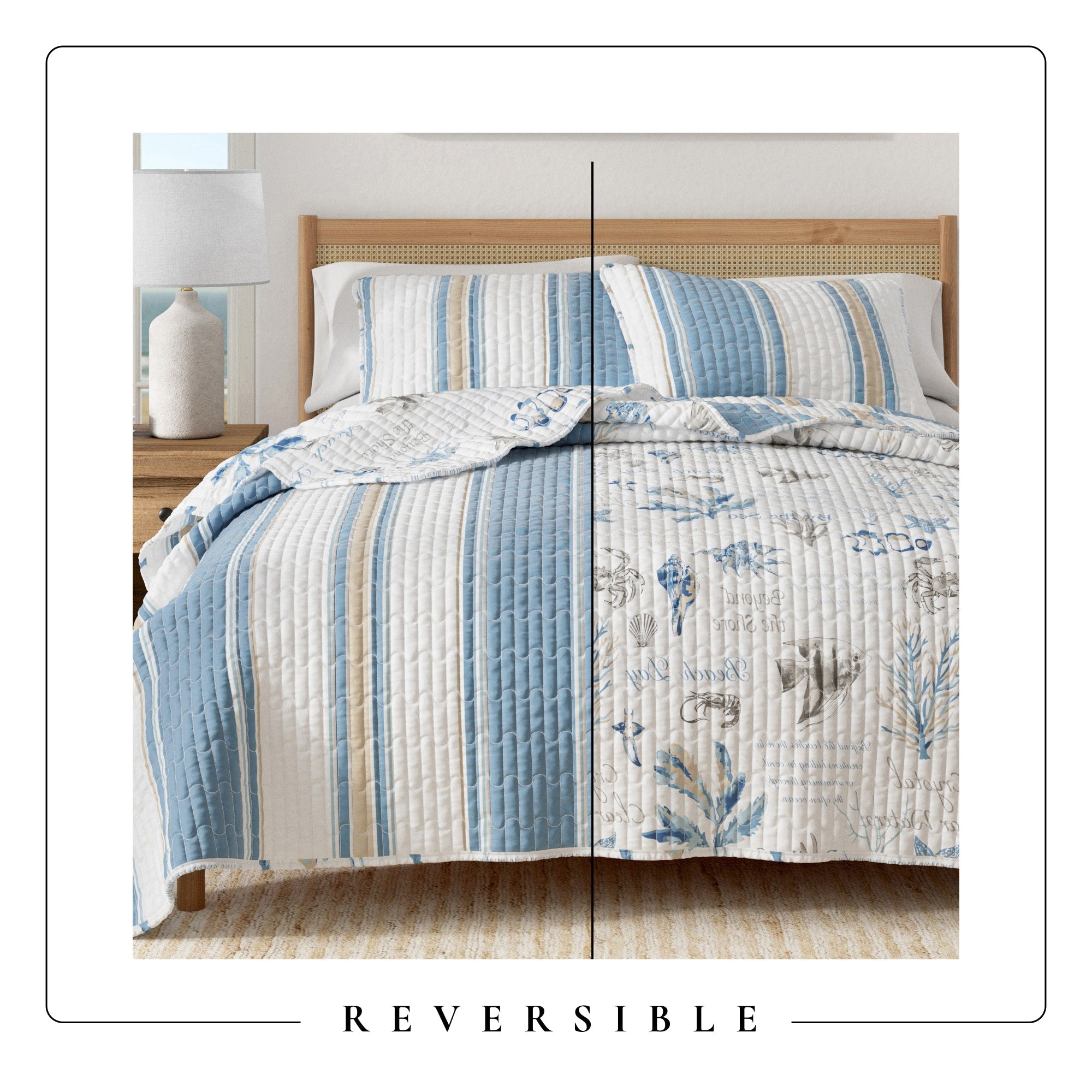 Coastal Quilt Set — Double-Brushed Microfiber | Breezy Seaside Style, All-Season