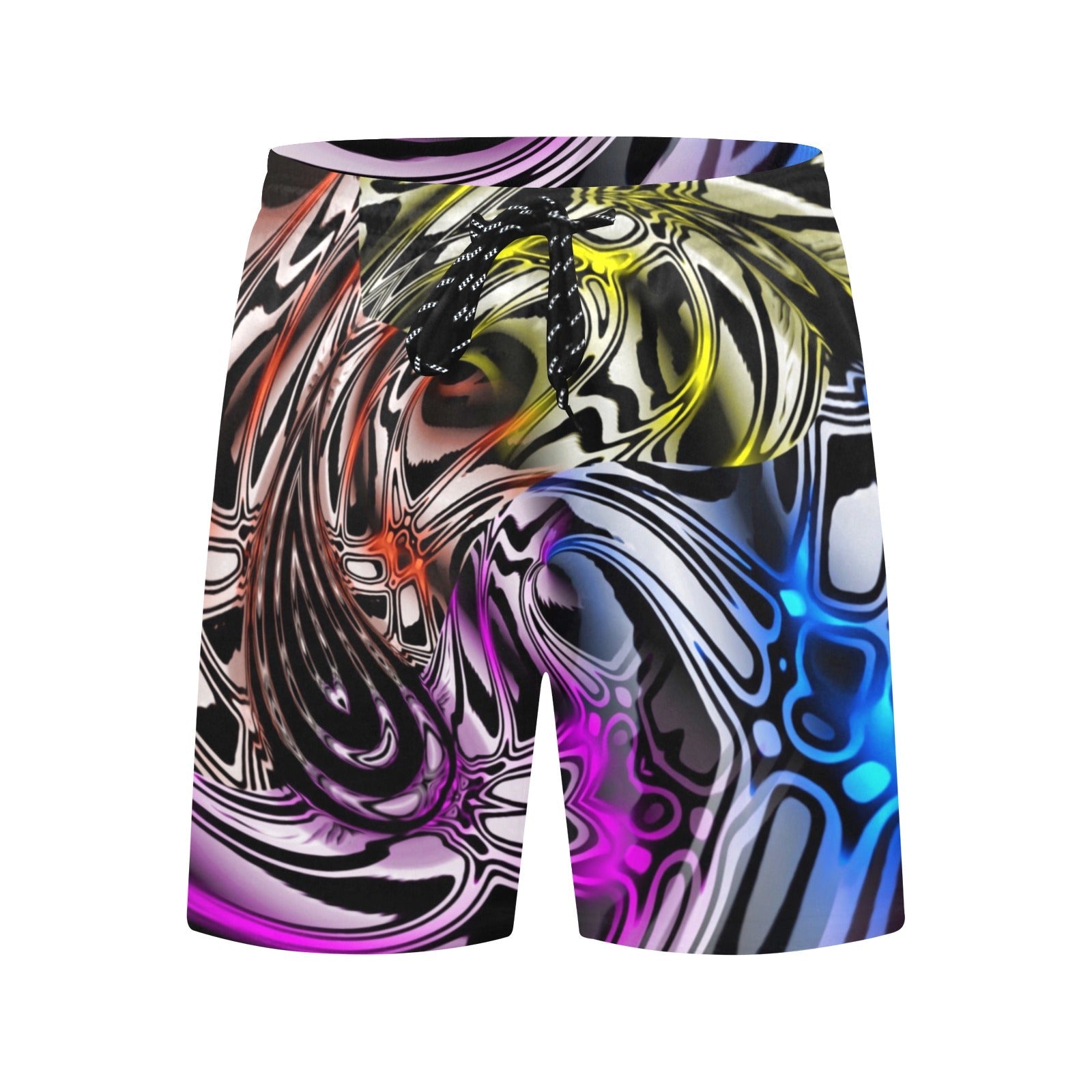 Men's Color Melted Zebra Warp Rave Swim Shorts – Bold Festival Beach Style