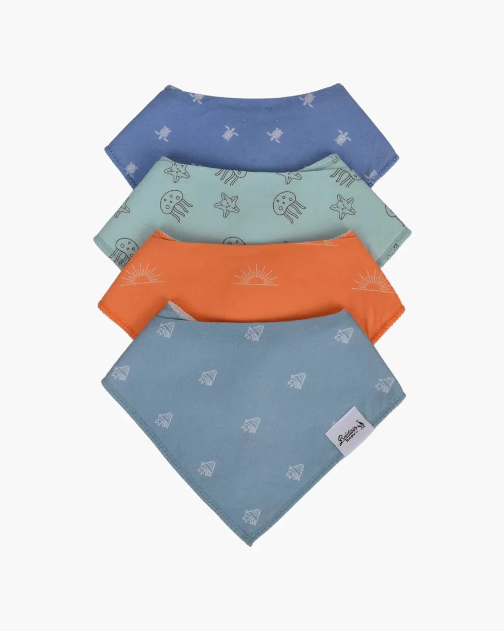 Sea Life Bandana Bibs – 4-Pack Organic Cotton Ocean Baby Bibs