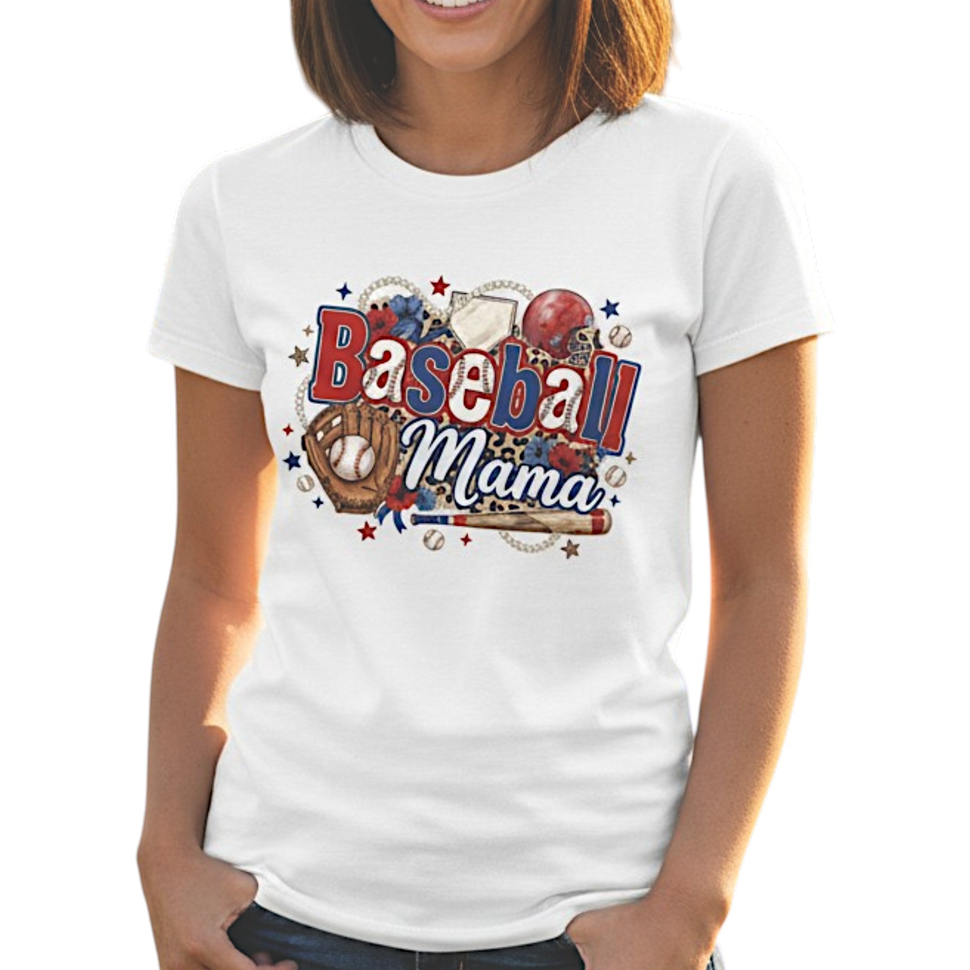 Baseball Mama Graphic T-Shirt – 100% Cotton | Leopard Print Game Day Tee