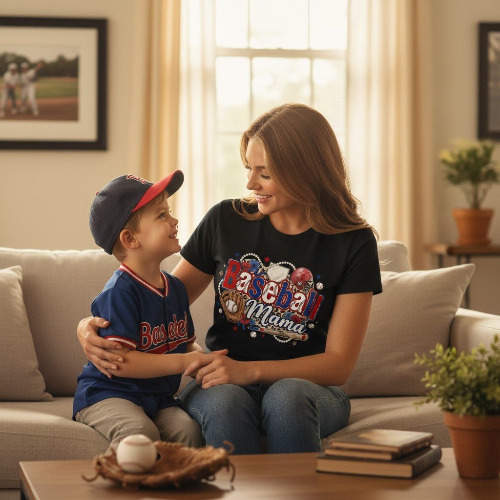 Baseball Mama Grafik-T-Shirt – 100 % Baumwolle | Leopard Print Game Day T-Shirt