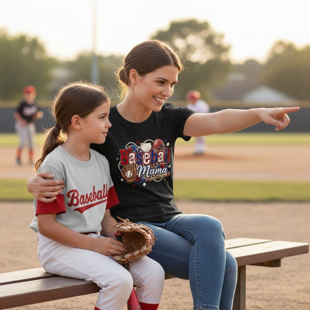 Baseball Mama Grafik-T-Shirt – 100 % Baumwolle | Leopard Print Game Day T-Shirt