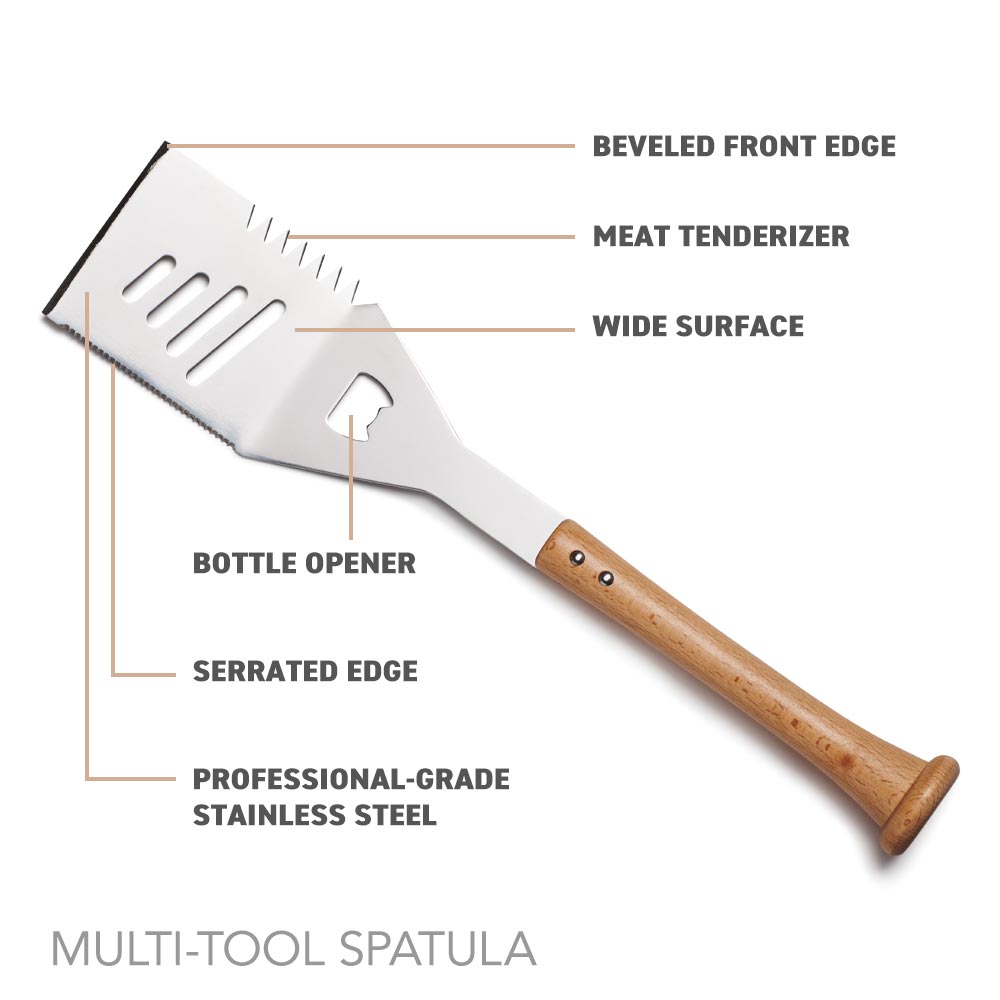 Baseball BBQ Turn Two Combo Set – Bat Handle Spatula & Fork Grill Tools