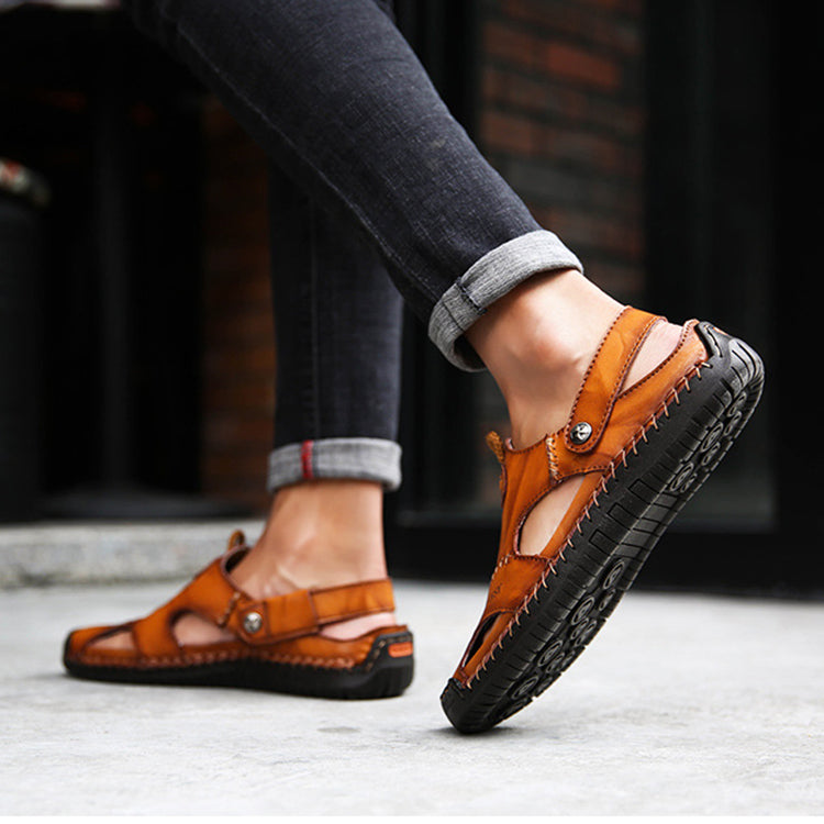 Men's Closed-Toe Leisure Sandals – Rubber Sole, Sizes 38–48