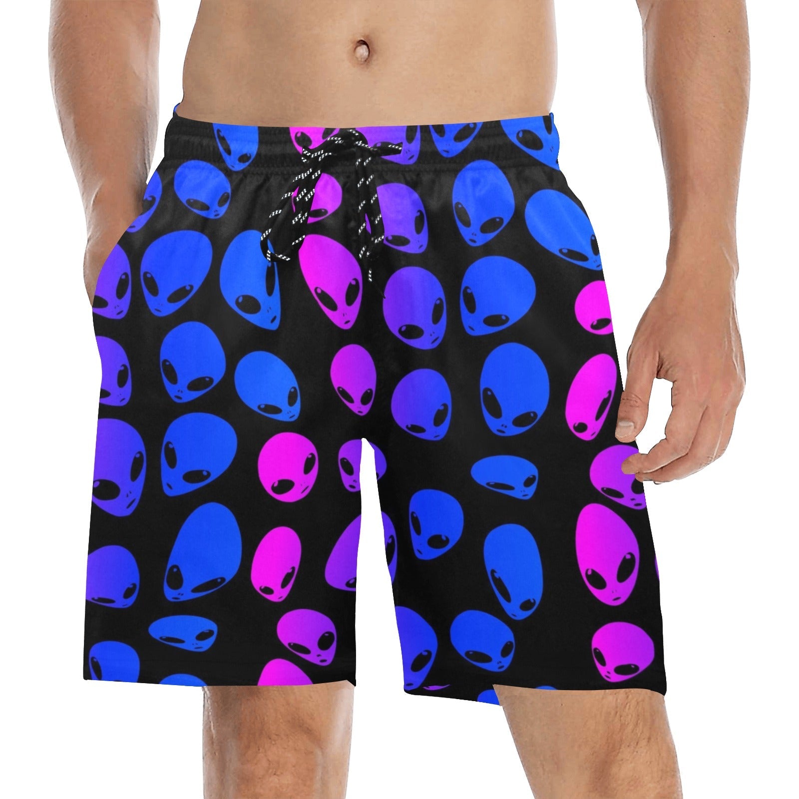 Men's Pink & Blue Alien Ombré Swim Shorts – Bold Festival Beach Style