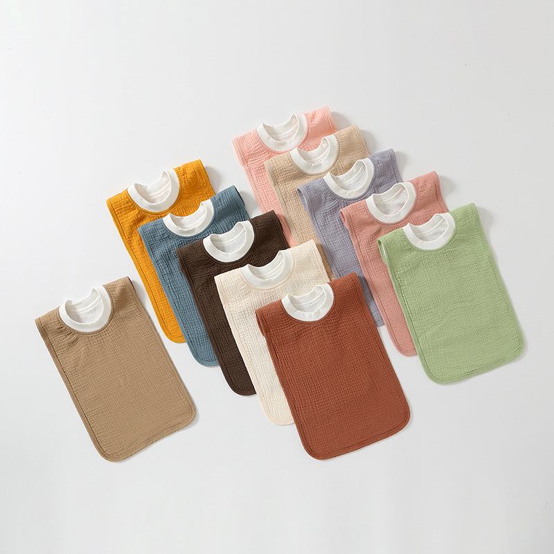 Pure Cotton Gauze Hooded Baby Bib | Waterproof | 0–1 Year | 11 Colors
