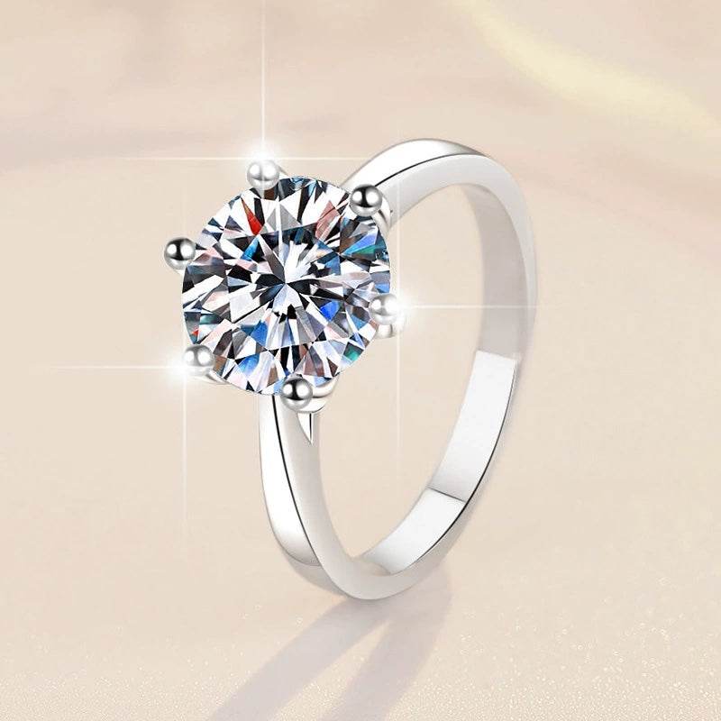 Classic 6-Prong Moissanite Engagement Ring | S925 Sterling Silver | 0.5–3ct