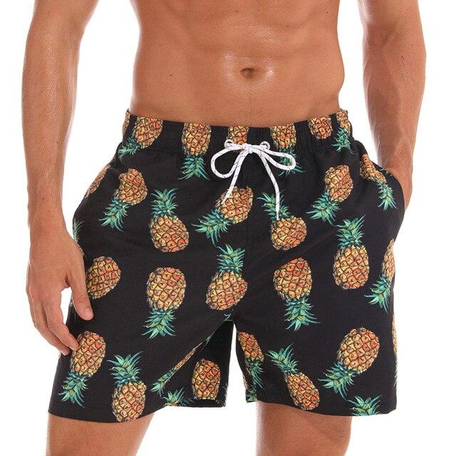 Men's Quick-Dry Board Shorts with Mesh Lining | Printed Swim Trunks | HAMNIFY