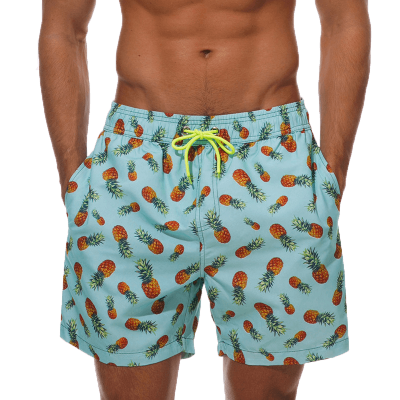Men's Quick-Dry Board Shorts with Mesh Lining | Printed Swim Trunks | HAMNIFY