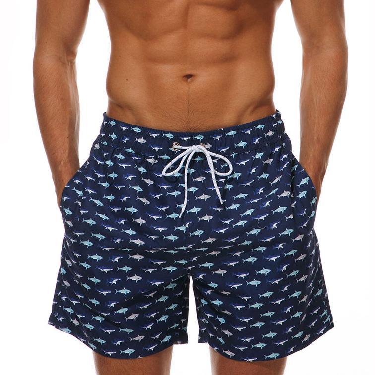 Men's Quick-Dry Board Shorts with Mesh Lining | Printed Swim Trunks | HAMNIFY