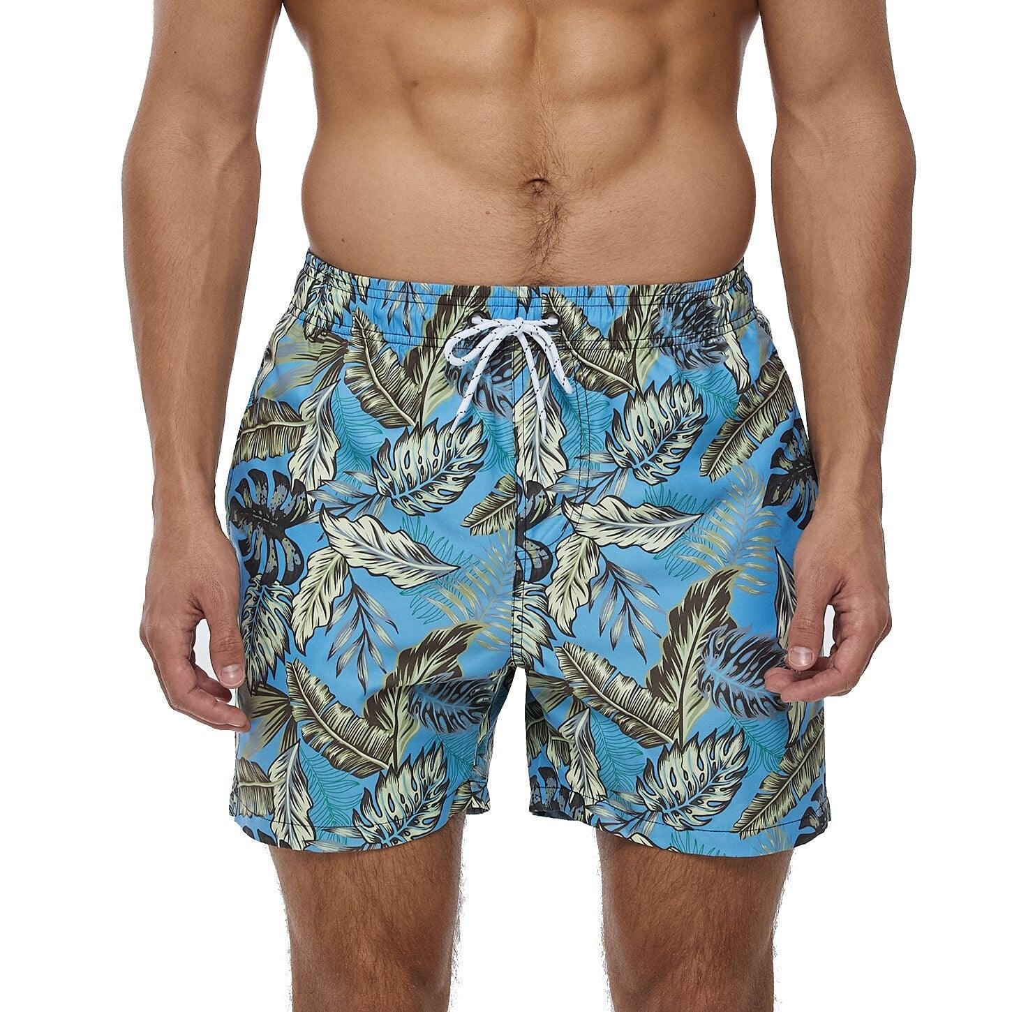 Men's Quick-Dry Board Shorts with Mesh Lining | Printed Swim Trunks | HAMNIFY