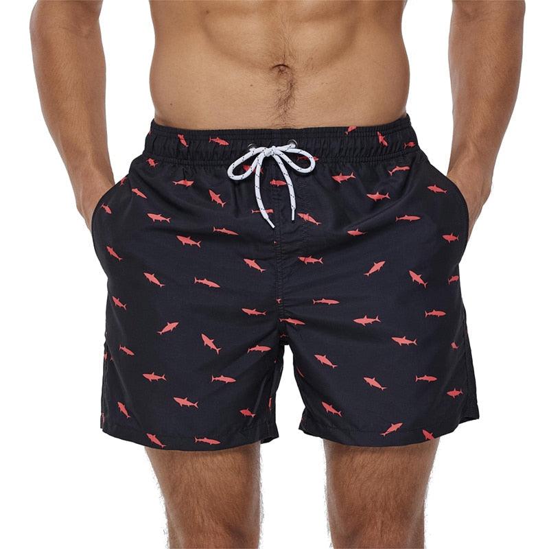 Men's Quick-Dry Board Shorts with Mesh Lining | Printed Swim Trunks | HAMNIFY