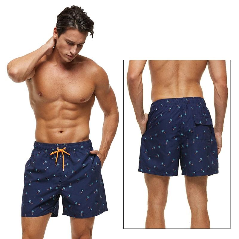 Men's Quick-Dry Board Shorts with Mesh Lining | Printed Swim Trunks | HAMNIFY
