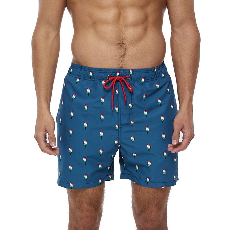 Men's Quick-Dry Board Shorts with Mesh Lining | Printed Swim Trunks | HAMNIFY
