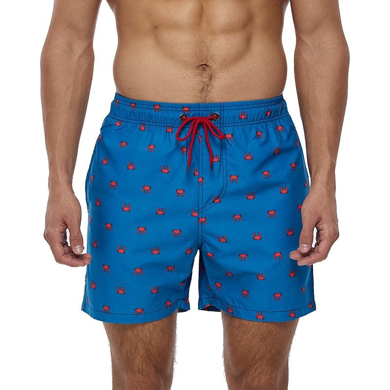 Men's Quick-Dry Board Shorts with Mesh Lining | Printed Swim Trunks | HAMNIFY