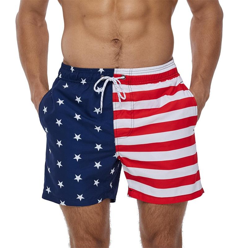 Men's Quick-Dry Board Shorts with Mesh Lining | Printed Swim Trunks | HAMNIFY