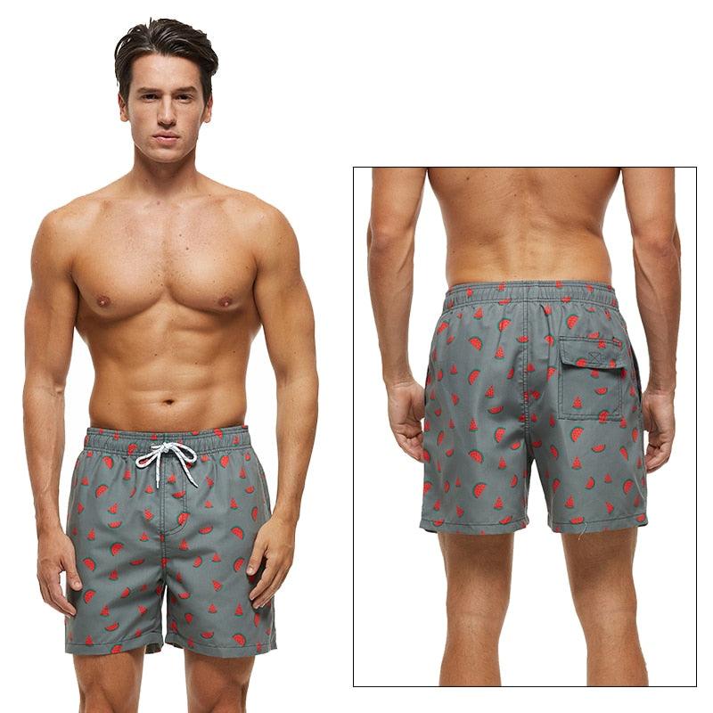 Men's Quick-Dry Board Shorts with Mesh Lining | Printed Swim Trunks | HAMNIFY