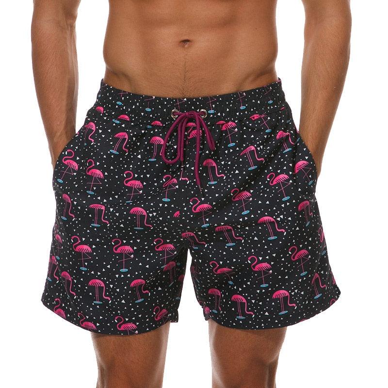 Men's Quick-Dry Board Shorts with Mesh Lining | Printed Swim Trunks | HAMNIFY