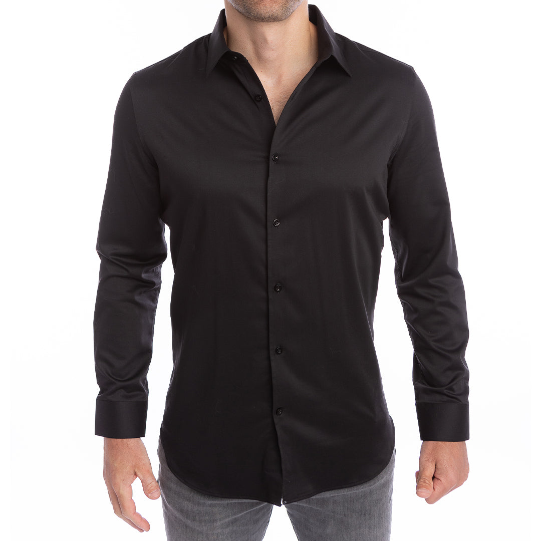 goTIELESS® Ultimate Dress Shirt — Black | Wrinkle-Resistant Bamboo Stretch
