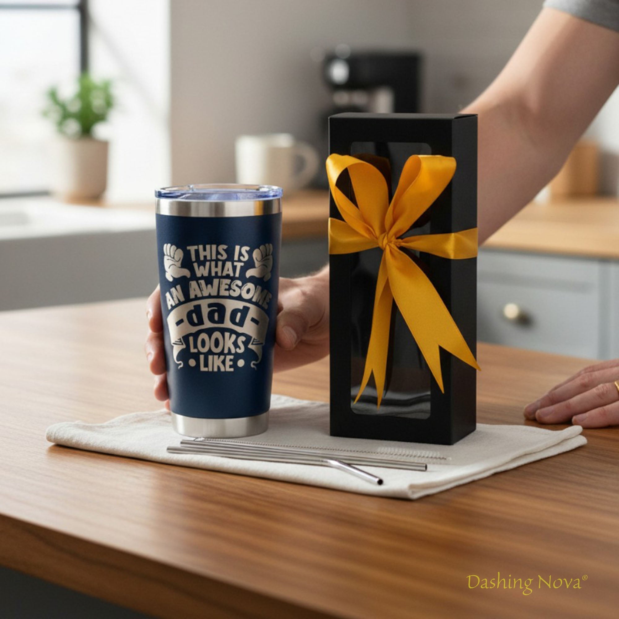 Bester Papa aller Zeiten Lasergravierter Becher - Vatertags- & Geburtstagsgeschenk