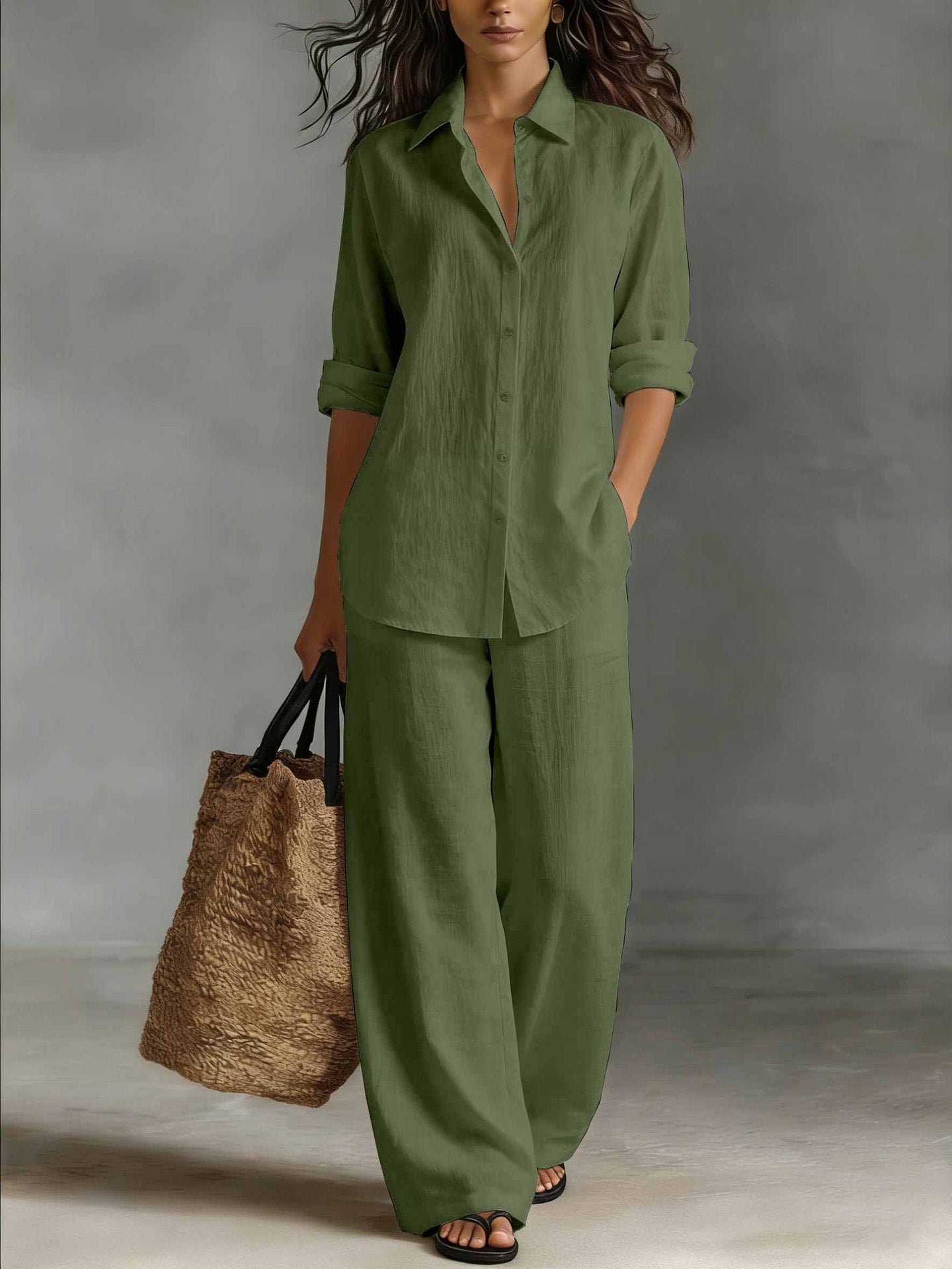Women's Bohemian Cotton-Linen Top & Pants Set — Resort Lounge Co-ord