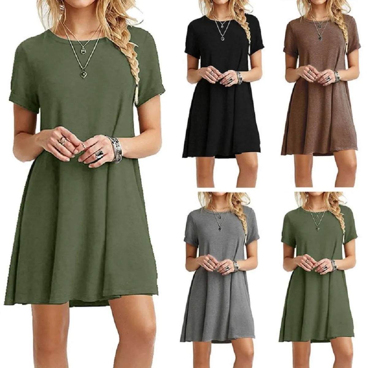 Casual Boho Beach Dress – Loose Fit Summer Mini Dress for Women