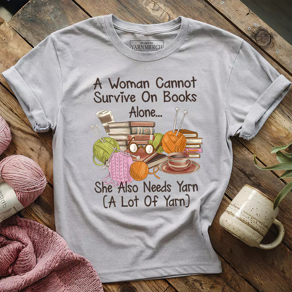 Books & Yarn Lover T-Shirt | Cozy Cotton Tee for Readers & Crafters