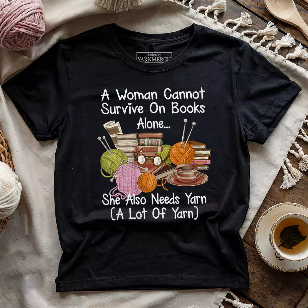 Books & Yarn Lover T-Shirt | Cozy Cotton Tee for Readers & Crafters
