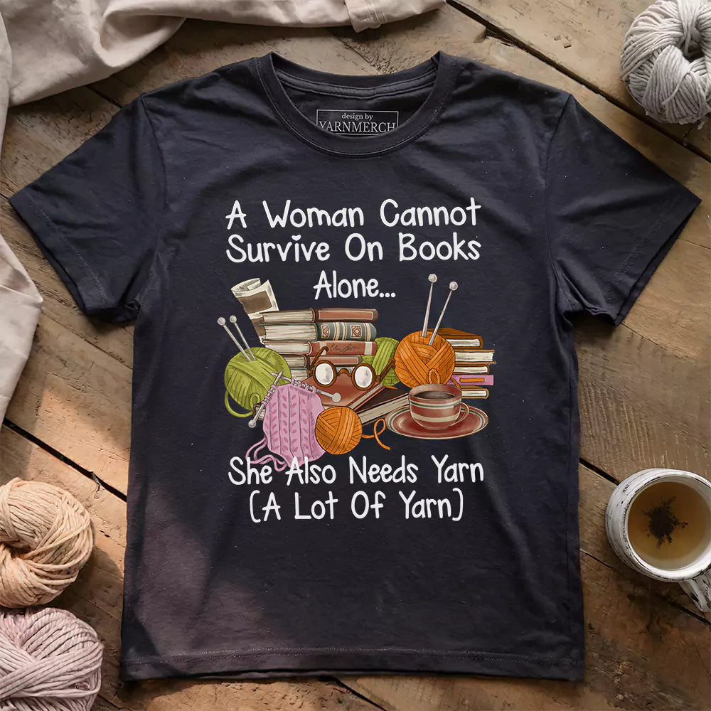 Books & Yarn Lover T-Shirt | Cozy Cotton Tee for Readers & Crafters