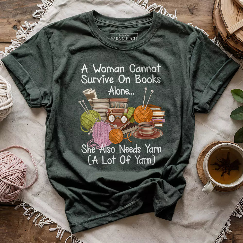 Books & Yarn Lover T-Shirt | Cozy Cotton Tee for Readers & Crafters