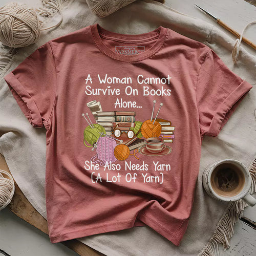 Books & Yarn Lover T-Shirt | Cozy Cotton Tee for Readers & Crafters