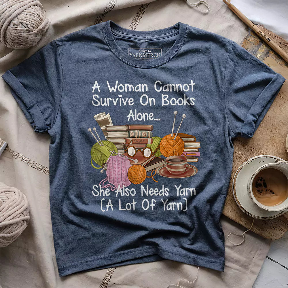 Books & Yarn Lover T-Shirt | Cozy Cotton Tee for Readers & Crafters