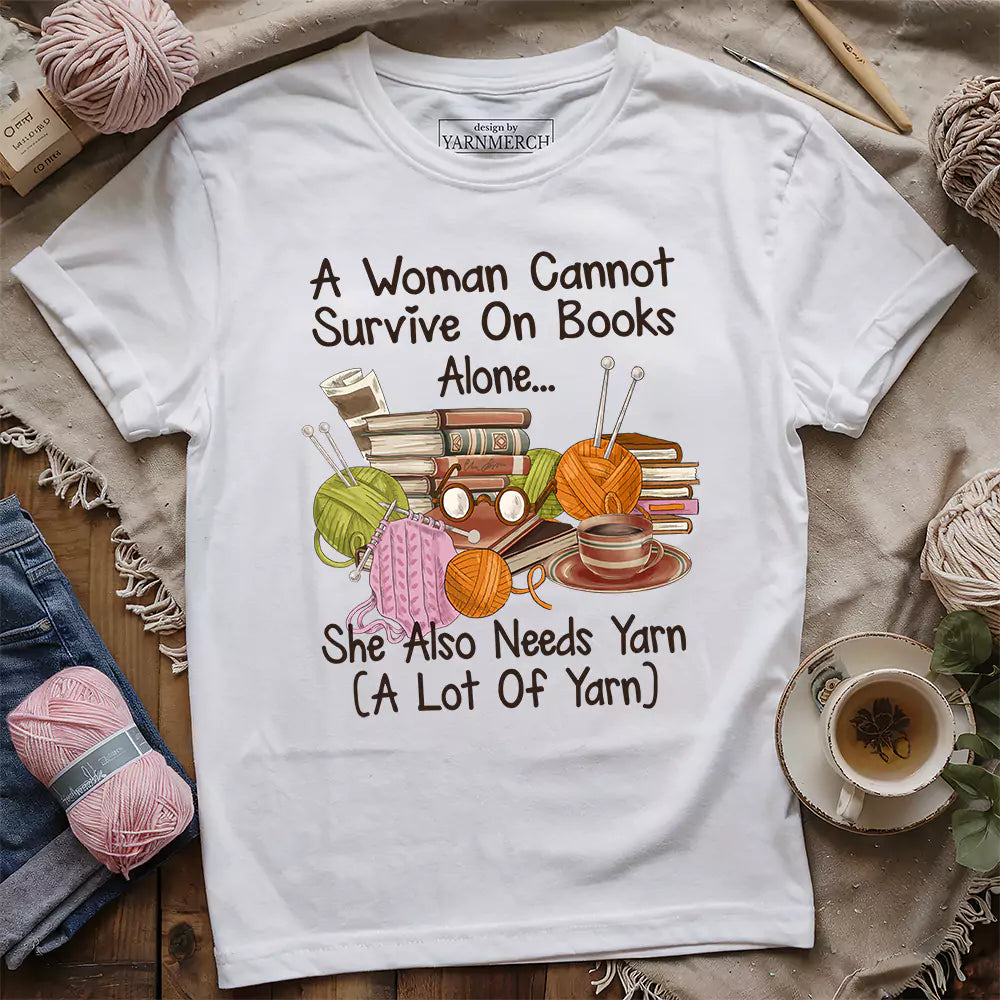 Books & Yarn Lover T-Shirt | Cozy Cotton Tee for Readers & Crafters