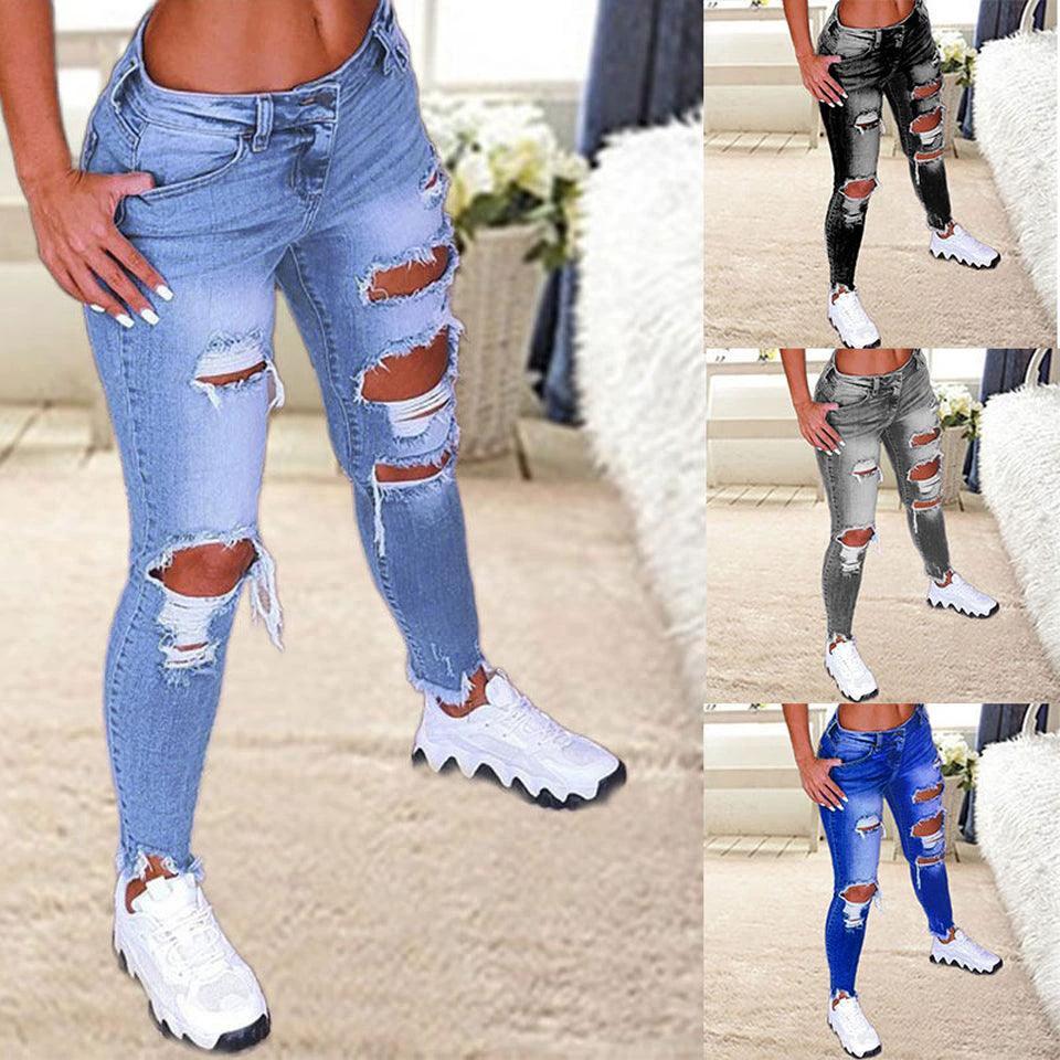 Brushed Denim Pants for Women - Stretchy, Stylish, and Versatile Fit
