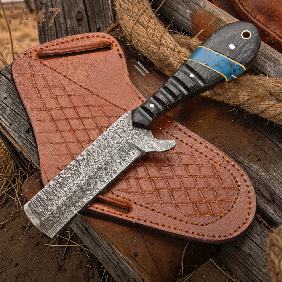 Bull Cutter Knife- Damascus Steel Ranch Knife