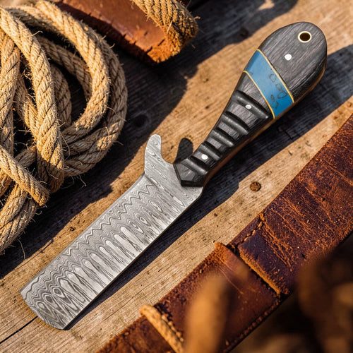 Bull Cutter Knife- Damascus Steel Ranch Knife