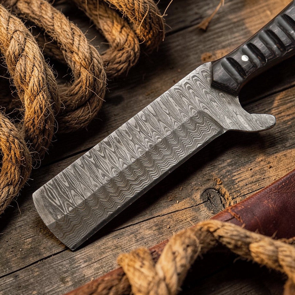 Bull Cutter Knife- Damascus Steel Ranch Knife