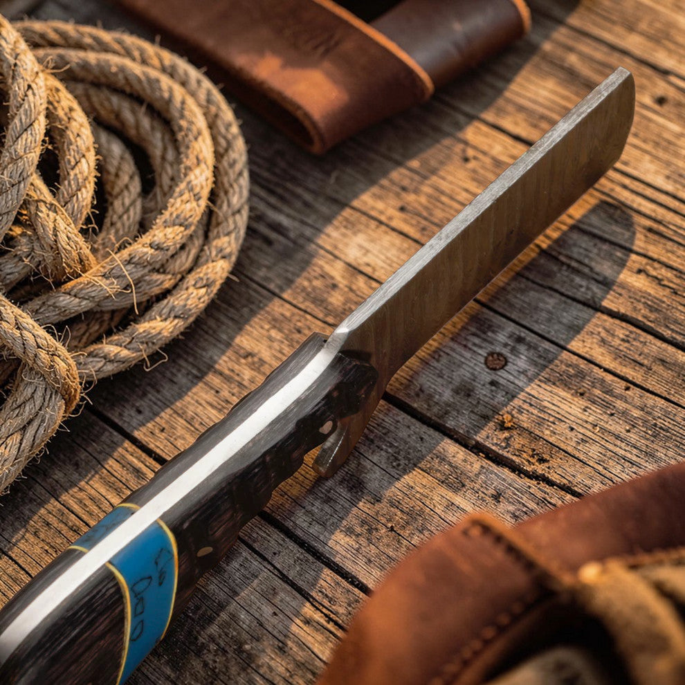 Bull Cutter Knife- Damascus Steel Ranch Knife