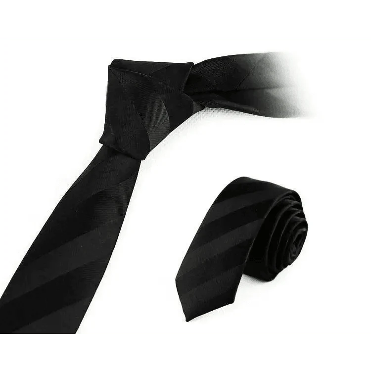 Black striped tie on a white background