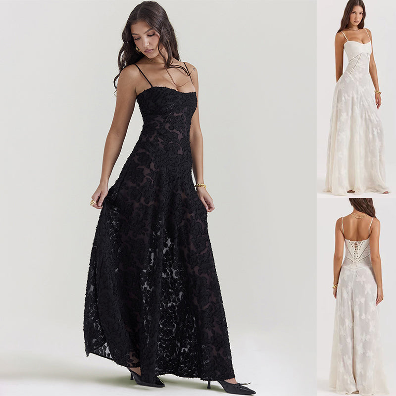 High-Waist A-Line Linen Dress | Elegant Summer Midi Dress for Women