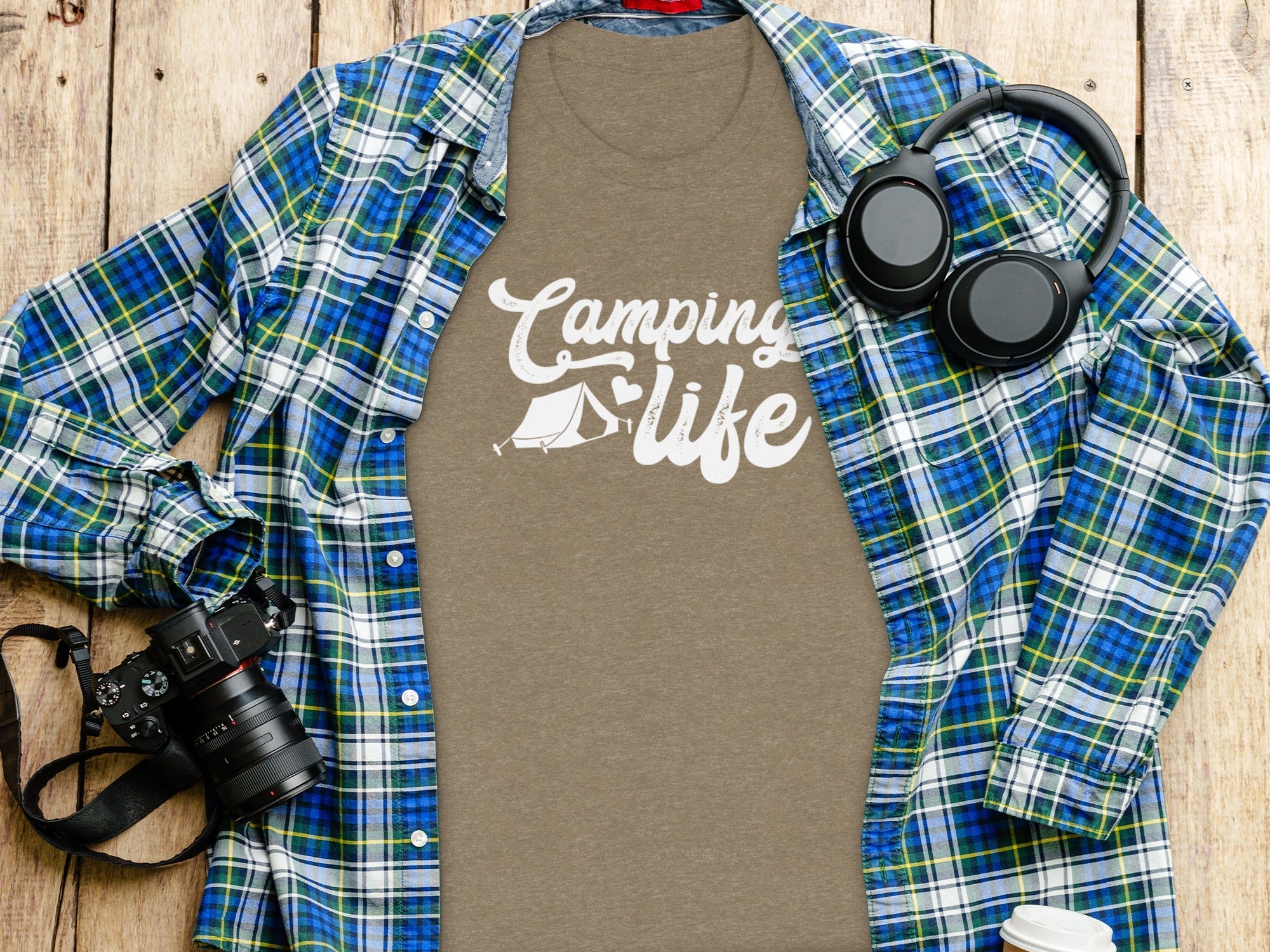 Camping Is Life with Tent & Heart Design T-Shirt